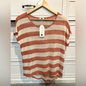One Clothing Stripe Sheer Cap Sleeve Shirt Top Brand New with Tags Large Cute